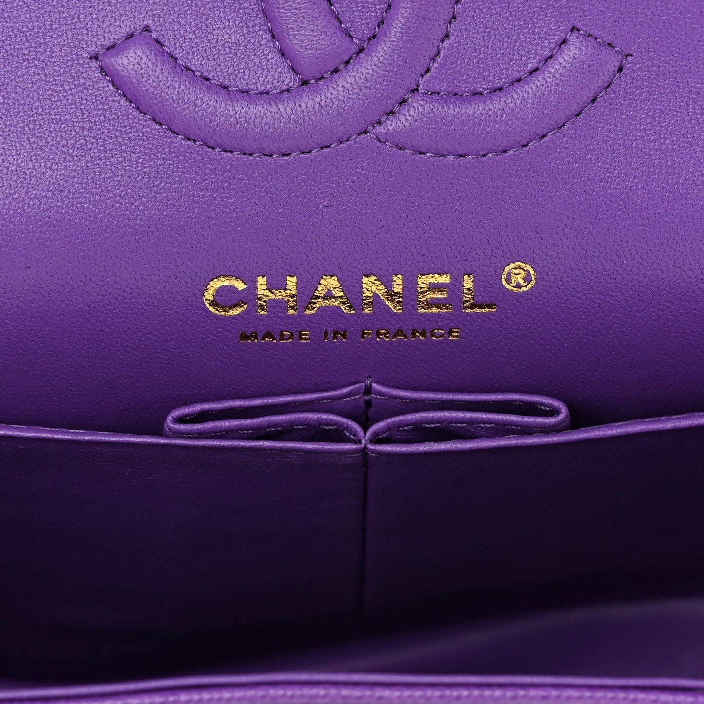 Caviar Quilted Small Double Flap Dark Purple