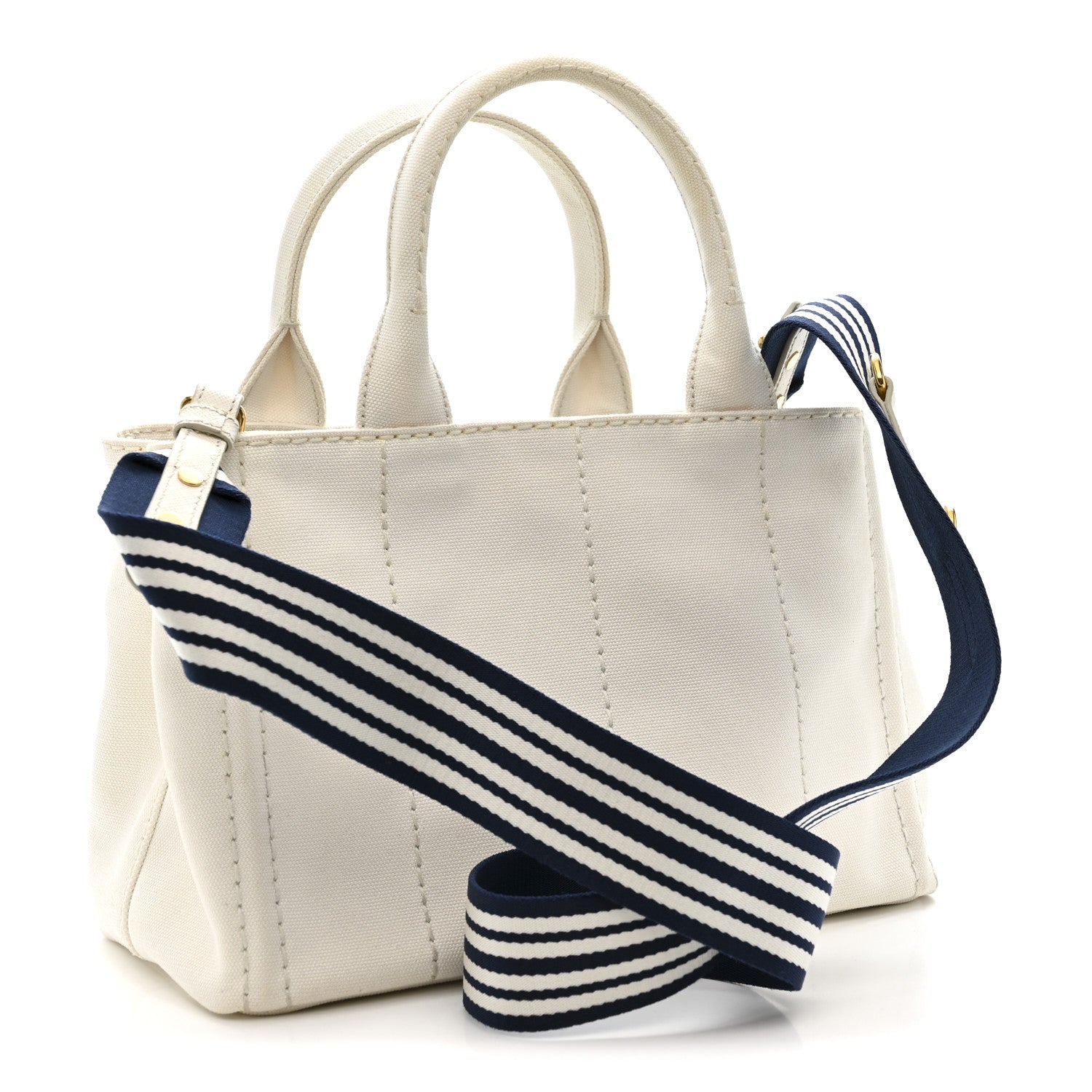 Prada Canapa Small Logo Tote Bianco Blue 3 of 10