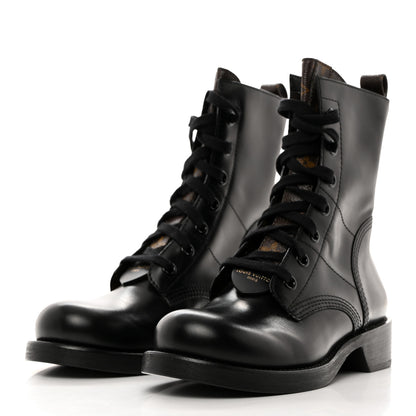 Louis Vuitton Calfskin Monogram Metropolis Flat Ranger Boots 38.5 Black 3 of 9
