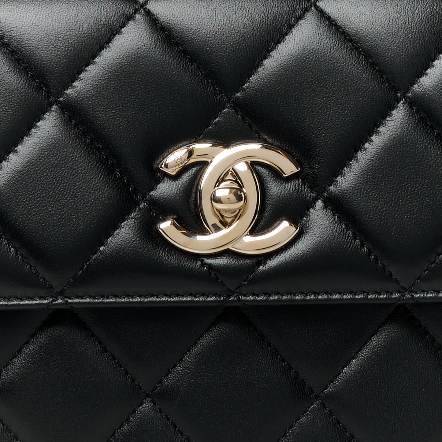 Lambskin Quilted Small Trendy CC Dual Handle Flap Bag Black