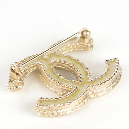 Chanel Crystal CC Brooch Light Gold 3 of 5