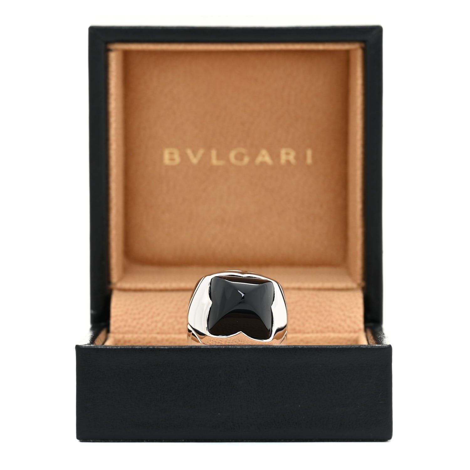 Bulgari 18K White Gold Black Onyx Pyramide Ring 48 4.5 6 of 6