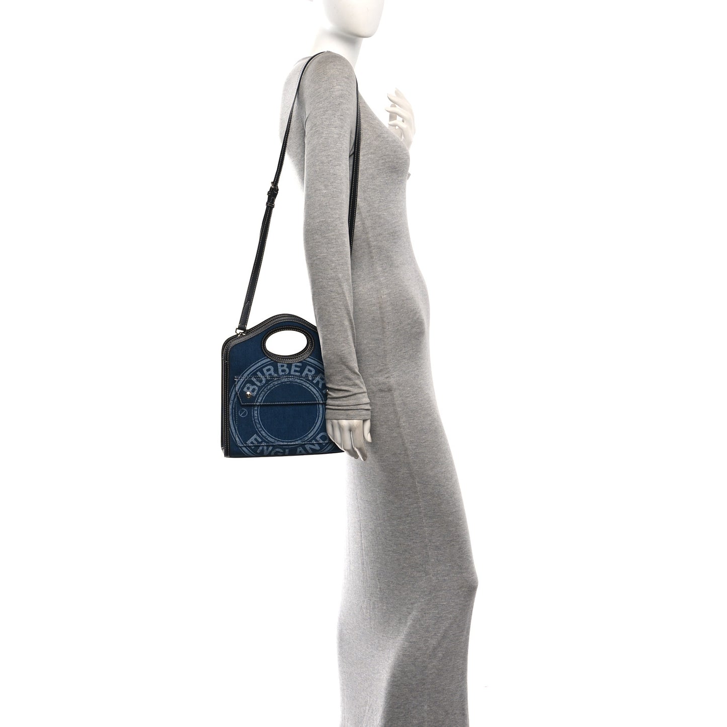 Denim Smooth Calfskin Mini Pocket Bag Blue
