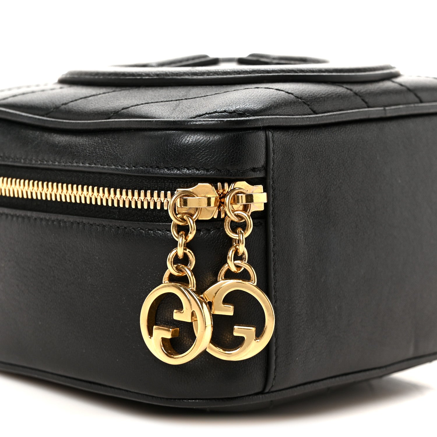 Gucci Sakai Be Green Calfskin Diagonal Stitched Blondie Top Handle Bag Black 10 of 11