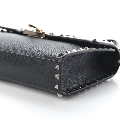 Valentino Garavani Pebbled Calfskin Medium Rockstud Flip Lock Crossbody Bag Black 8 of 8