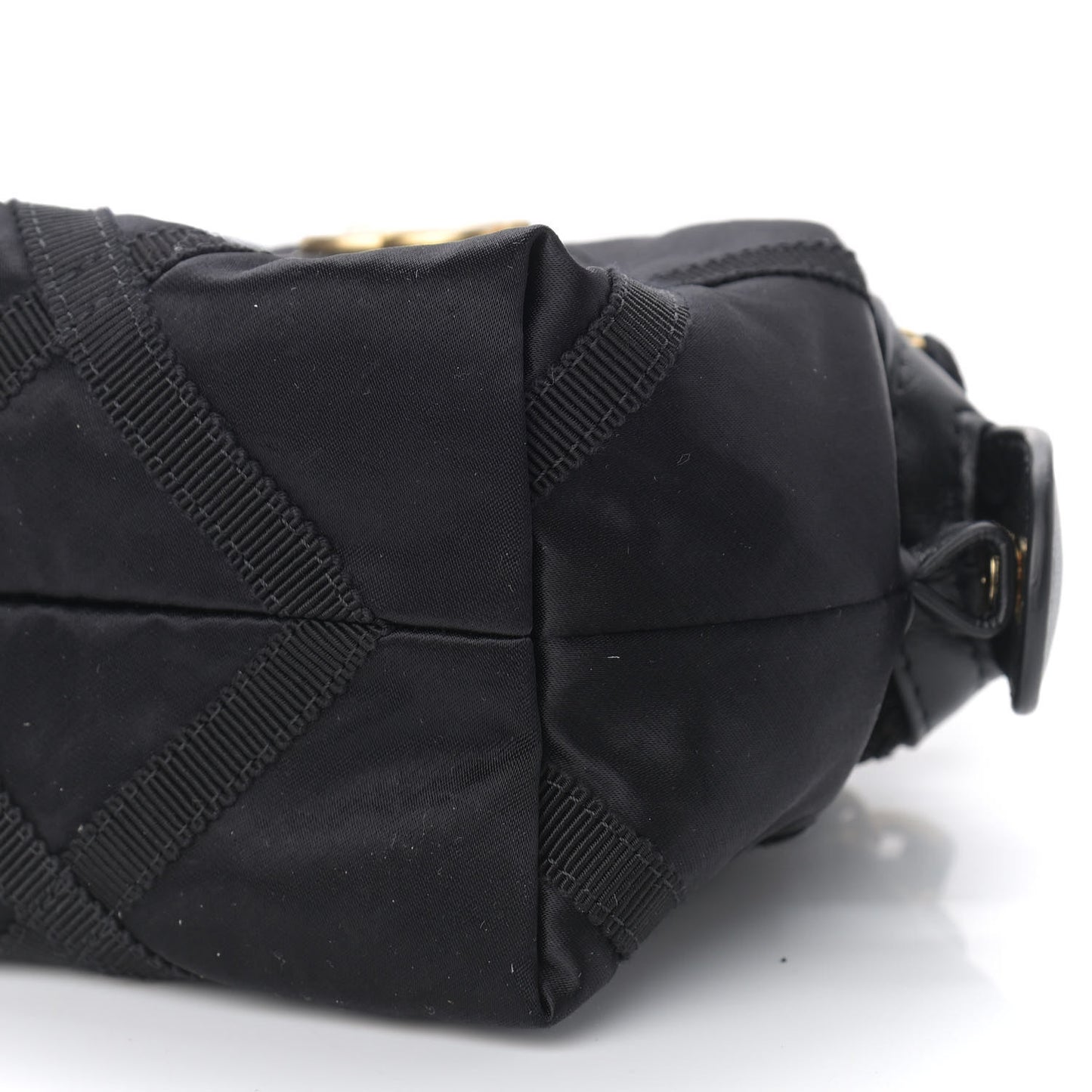 Nylon Grosgrain Quilted Lifestyle Clutch with Chain Black