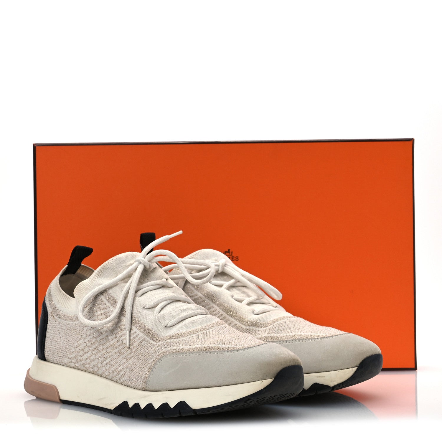 Hermes Technical Canvas Goatskin Womens Addict Sneakers 38.5 Multicolor Rose Dore 16 of 16