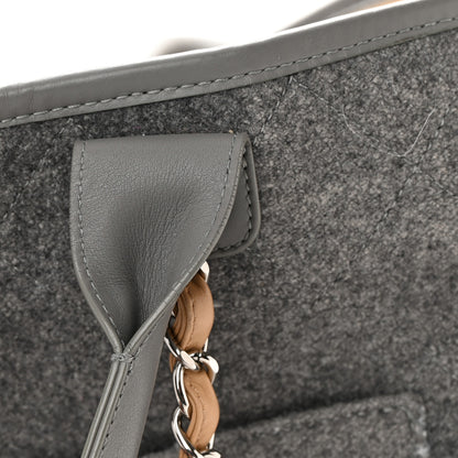 Chanel Wool Felt Calfskin Large Deauville Tote Grey Beige 21 of 22