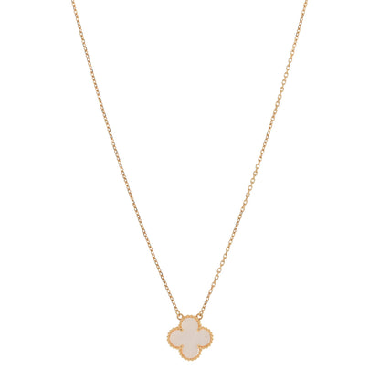 Van Cleef & Arpels 18K Yellow Gold Mother of Pearl Vintage Alhambra Pendant Necklace 1 of 3