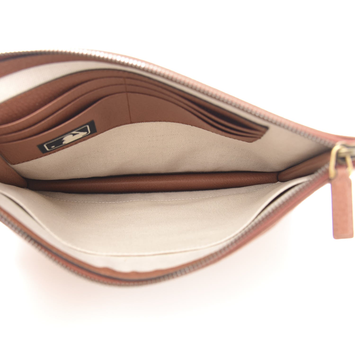 Gucci X MLB GG Monogram SF Giants Zip Wristlet Pouch Beige Ruggine Ivory 5 of 11