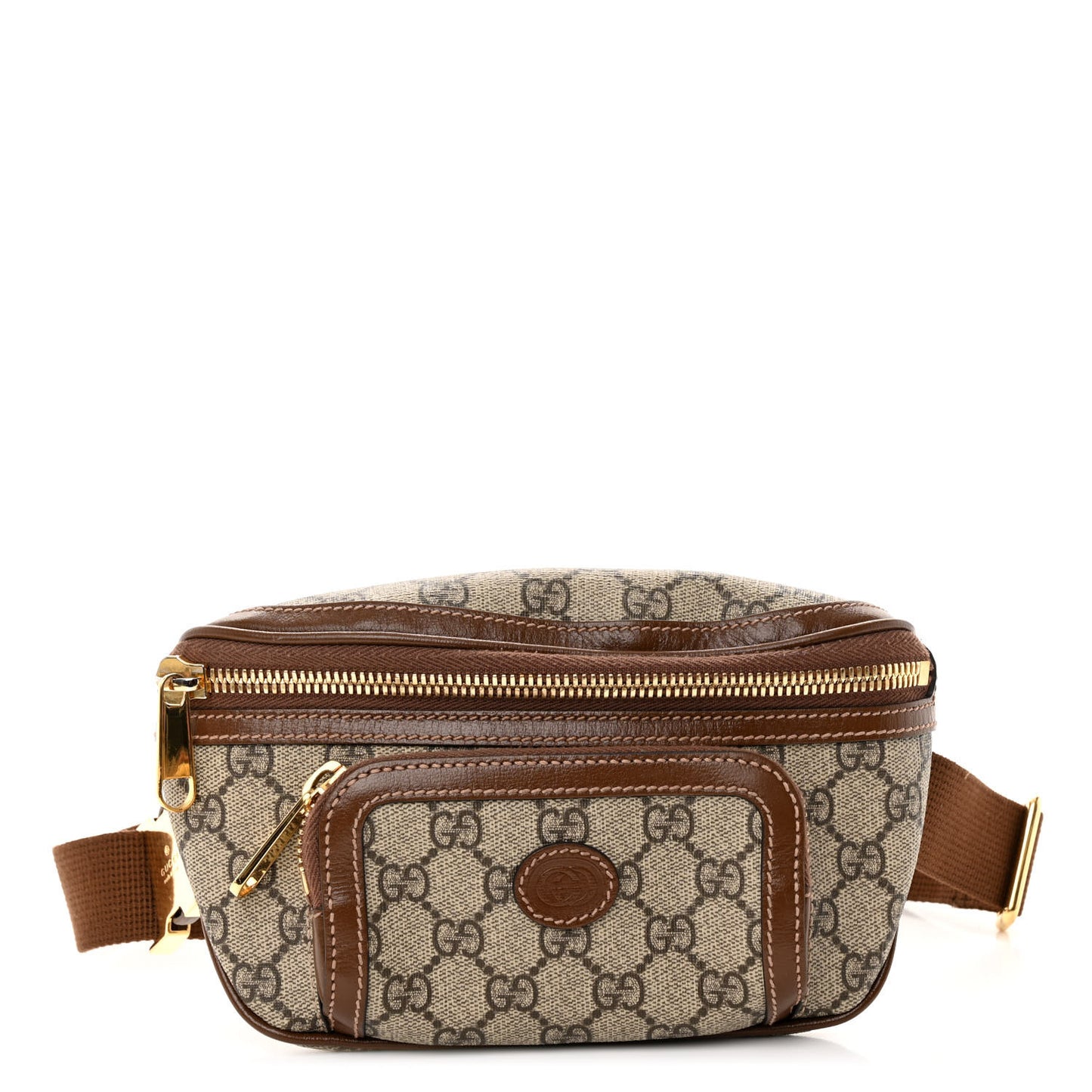 GG Supreme Monogram Textured Calfskin Retro Interlocking G Belt Bag Beige Ebony Brown Sugar