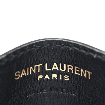 Saint Laurent Grain De Poudre Matelasse Chevron Monogram Credit Card Case Black 6 of 7