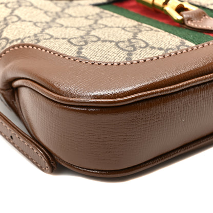 Gucci GG Supreme Monogram Azalea Calfskin Web Mini Jackie 1961 Hobo Beige Ebony Brown Sugar 10 of 11