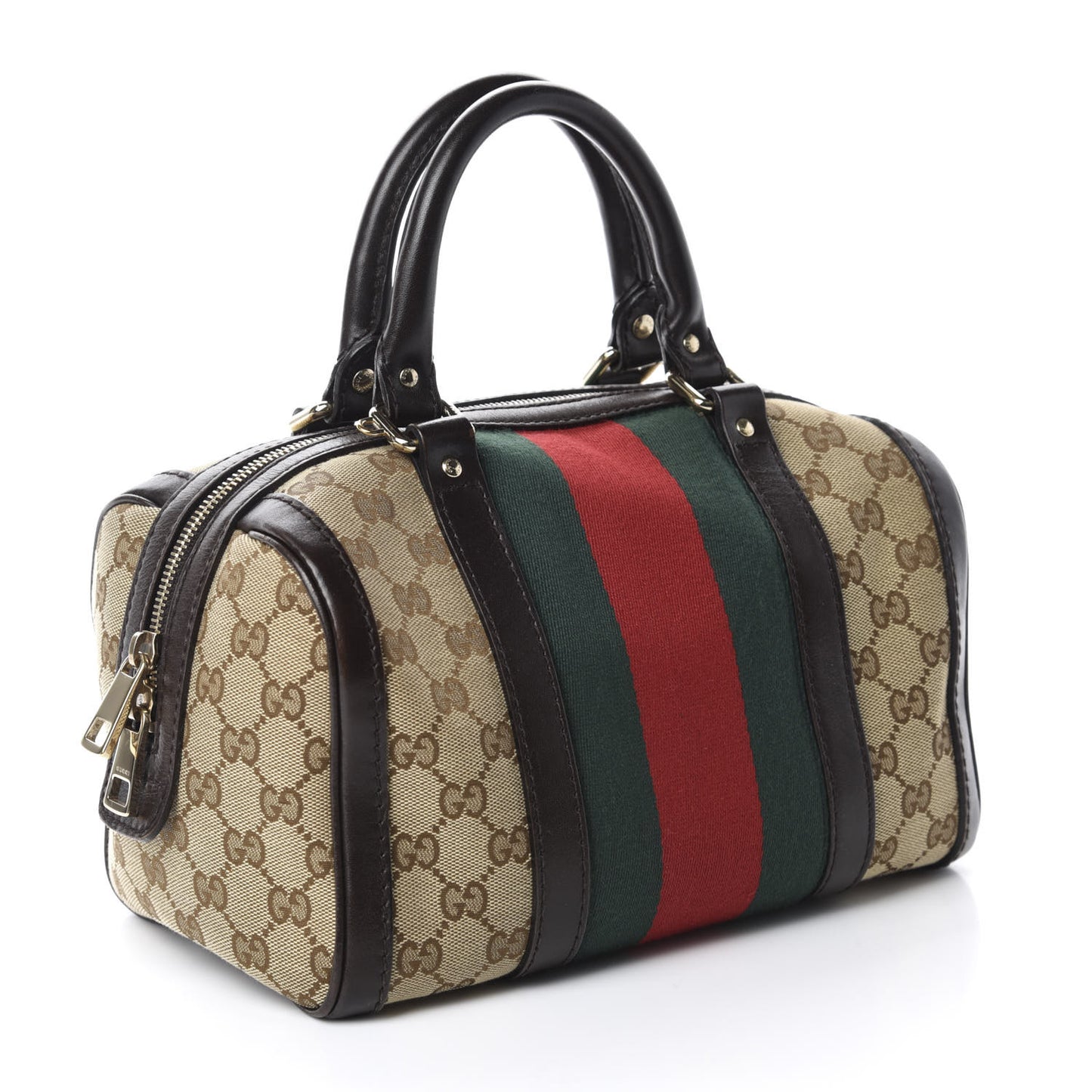 Monogram Vintage Web Small Boston Dark Brown