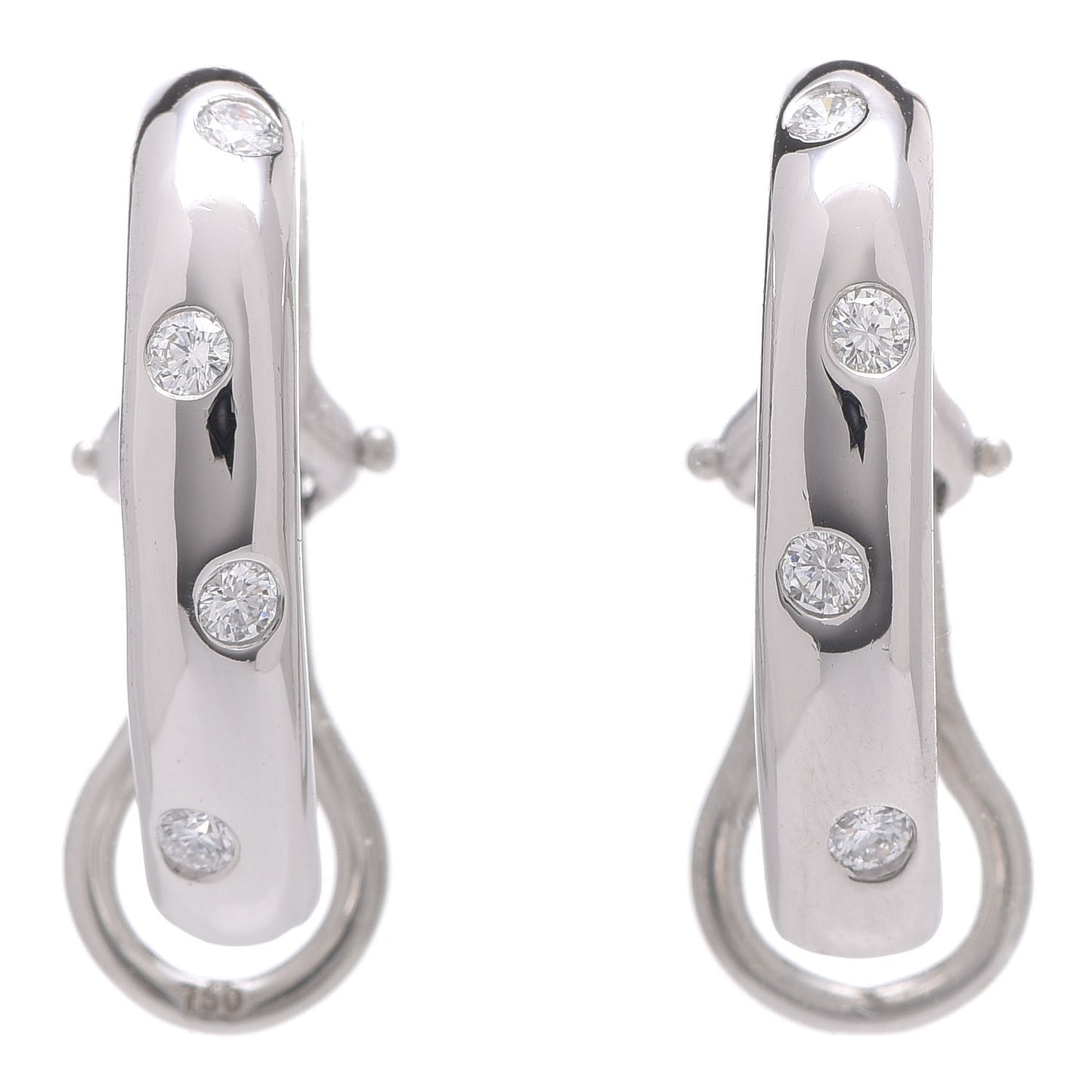 Platinum Diamond Etoile Hoop Clip-On Earrings