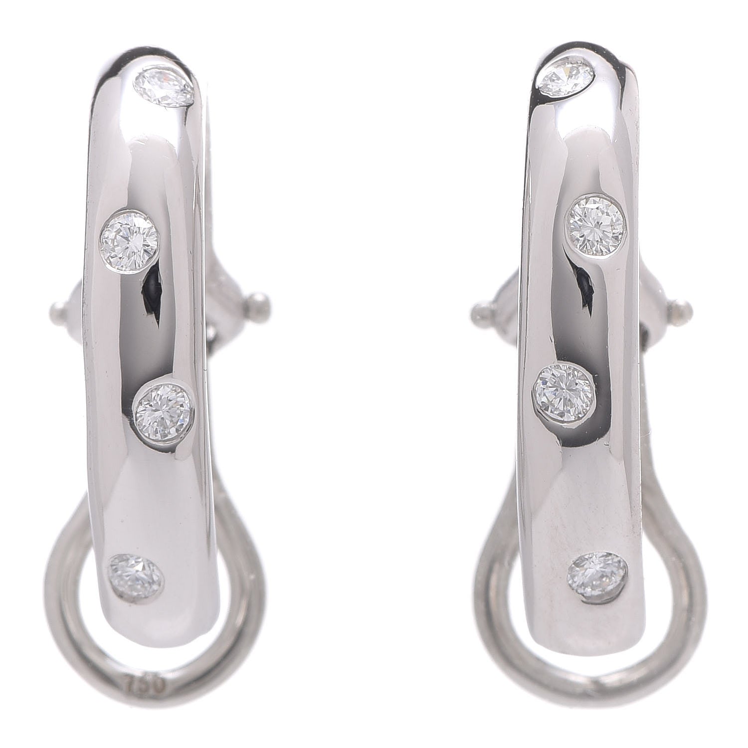 Tiffany Platinum Diamond Etoile Hoop Clip-On Earrings 1 of 5