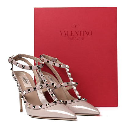 Valentino Garavani Patent Nappa Rockstud Ankle Strap 100mm Pumps 39 Poudre 13 of 13