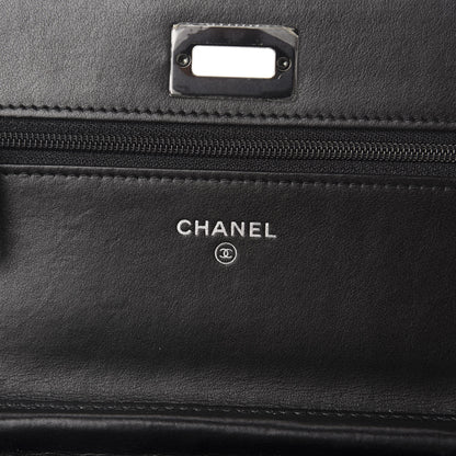Chanel Aged Calfskin Chevron Quilted Reissue Wallet On Chain WOC So Black 9 of 12