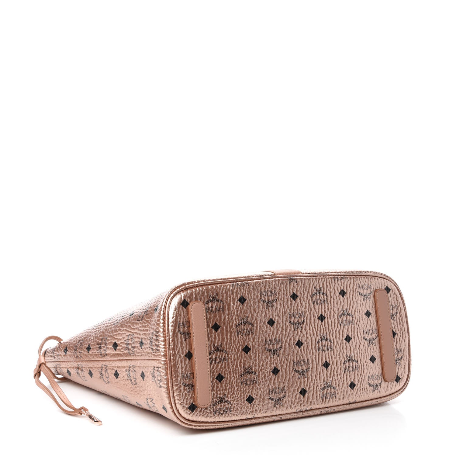 MCM Metallic Visetos Medium Liz Reversible Shopper Tote Champagne Gold 4 of 15