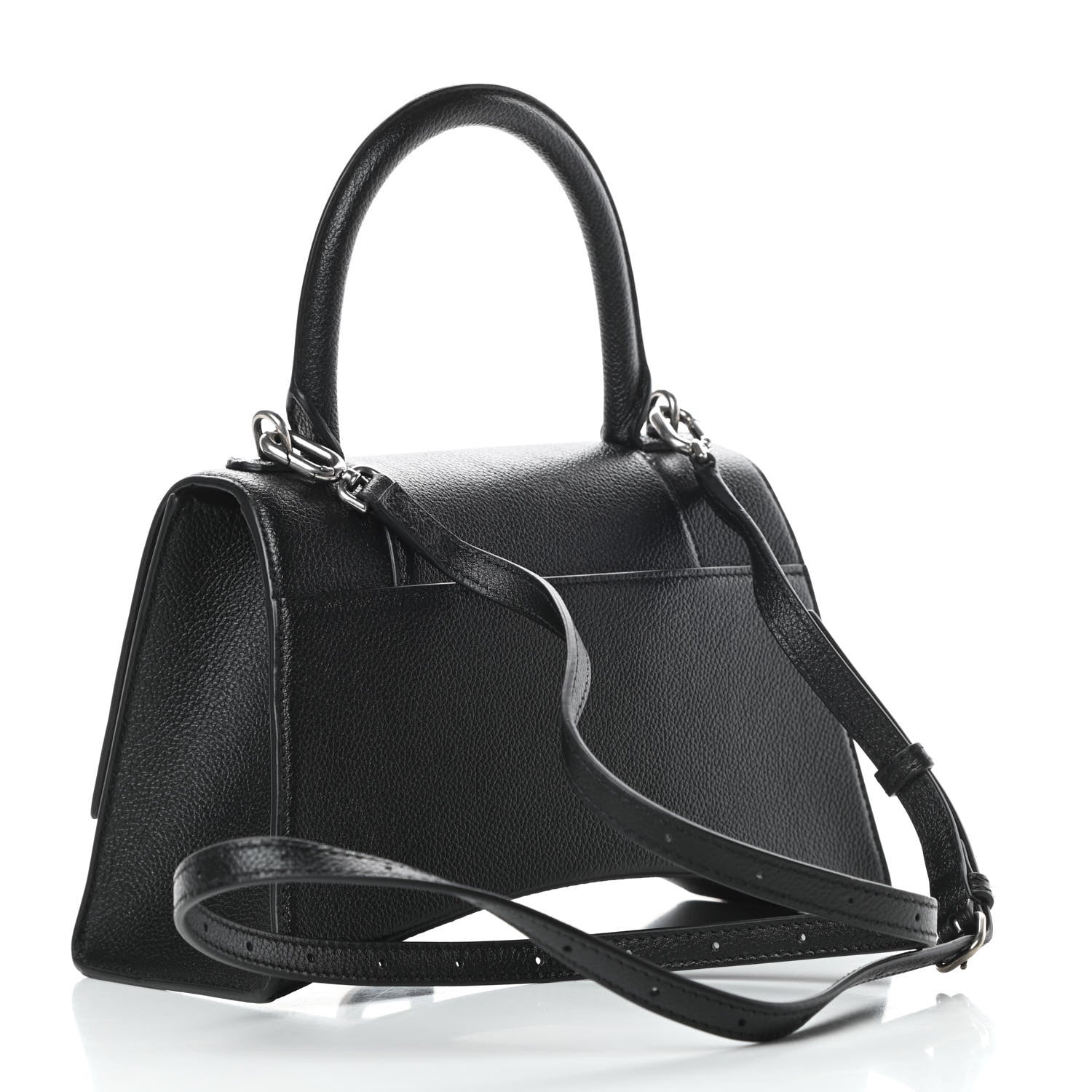 Balenciaga Grained Calfskin Small Hourglass Top Handle Bag Black 3 of 11