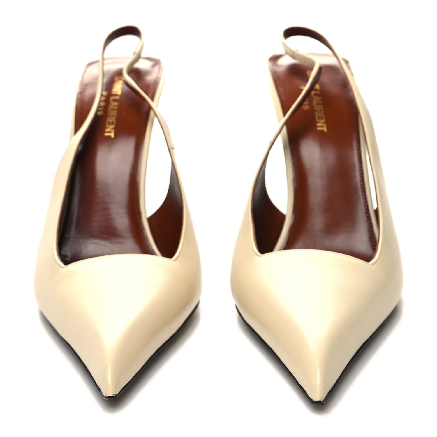 Saint Laurent Calfskin Paloma 105 Slingback Pumps 41 Beige 2 of 8