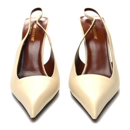 Saint Laurent Calfskin Paloma 105 Slingback Pumps 41 Beige 2 of 8