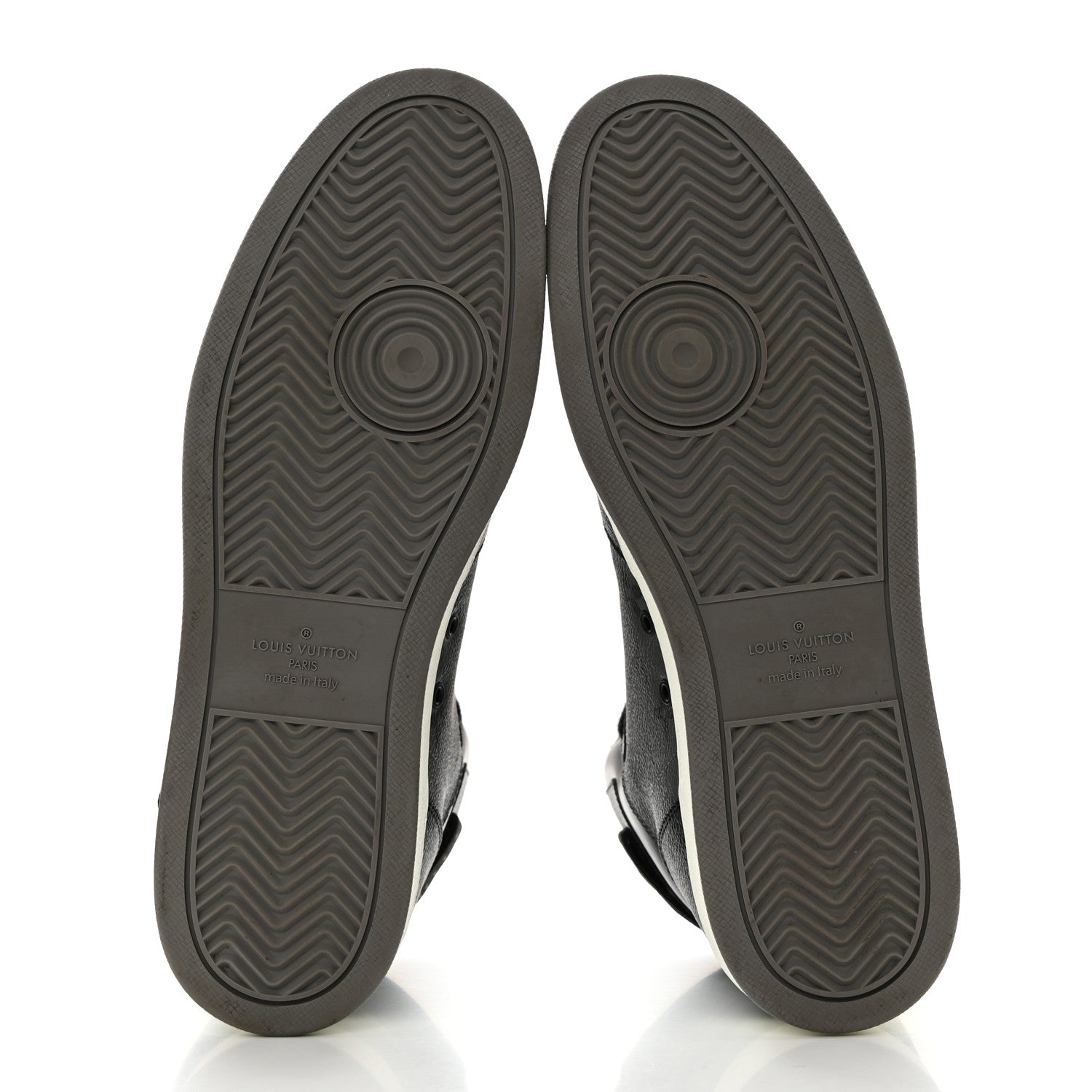 Louis Vuitton Calfskin Monogram Eclipse Mens Rivoli High Top Sneakers 10.5 Black Grey 5 of 9