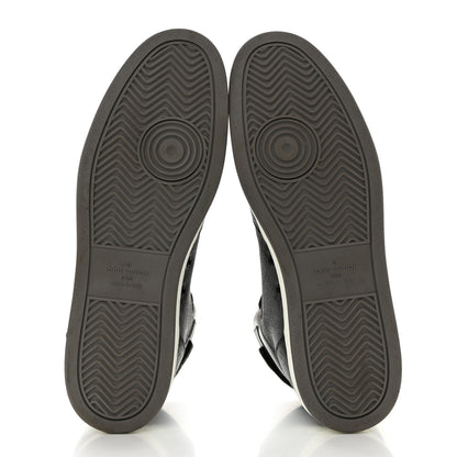 Louis Vuitton Calfskin Monogram Eclipse Mens Rivoli High Top Sneakers 10.5 Black Grey 5 of 9