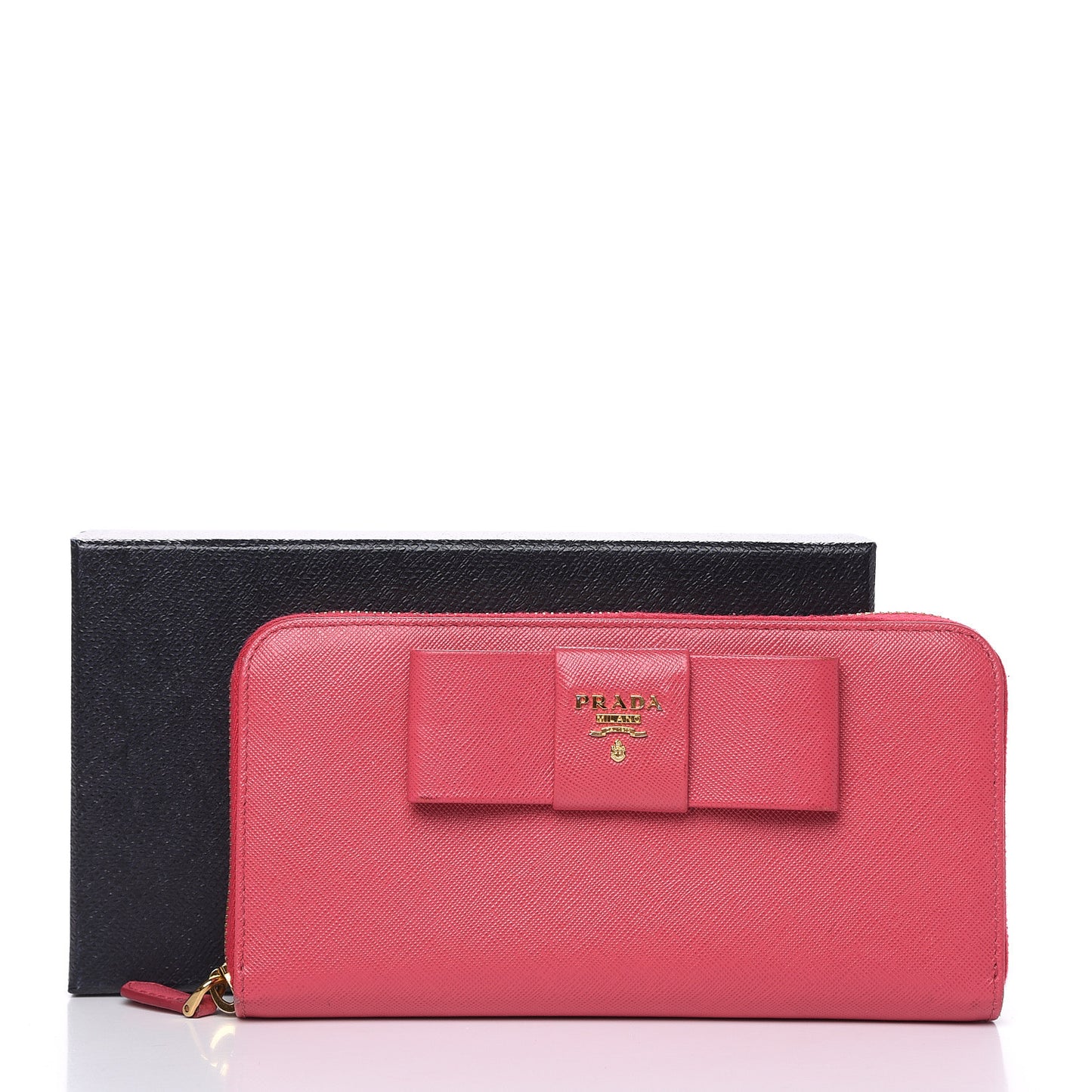 Saffiano Fiocco Bow Zip Around Wallet Peonia