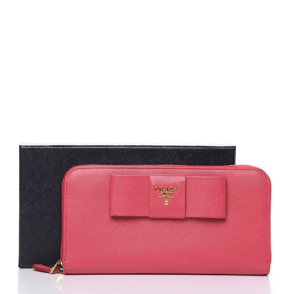 Prada Saffiano Fiocco Bow Zip Around Wallet Peonia 11 of 11
