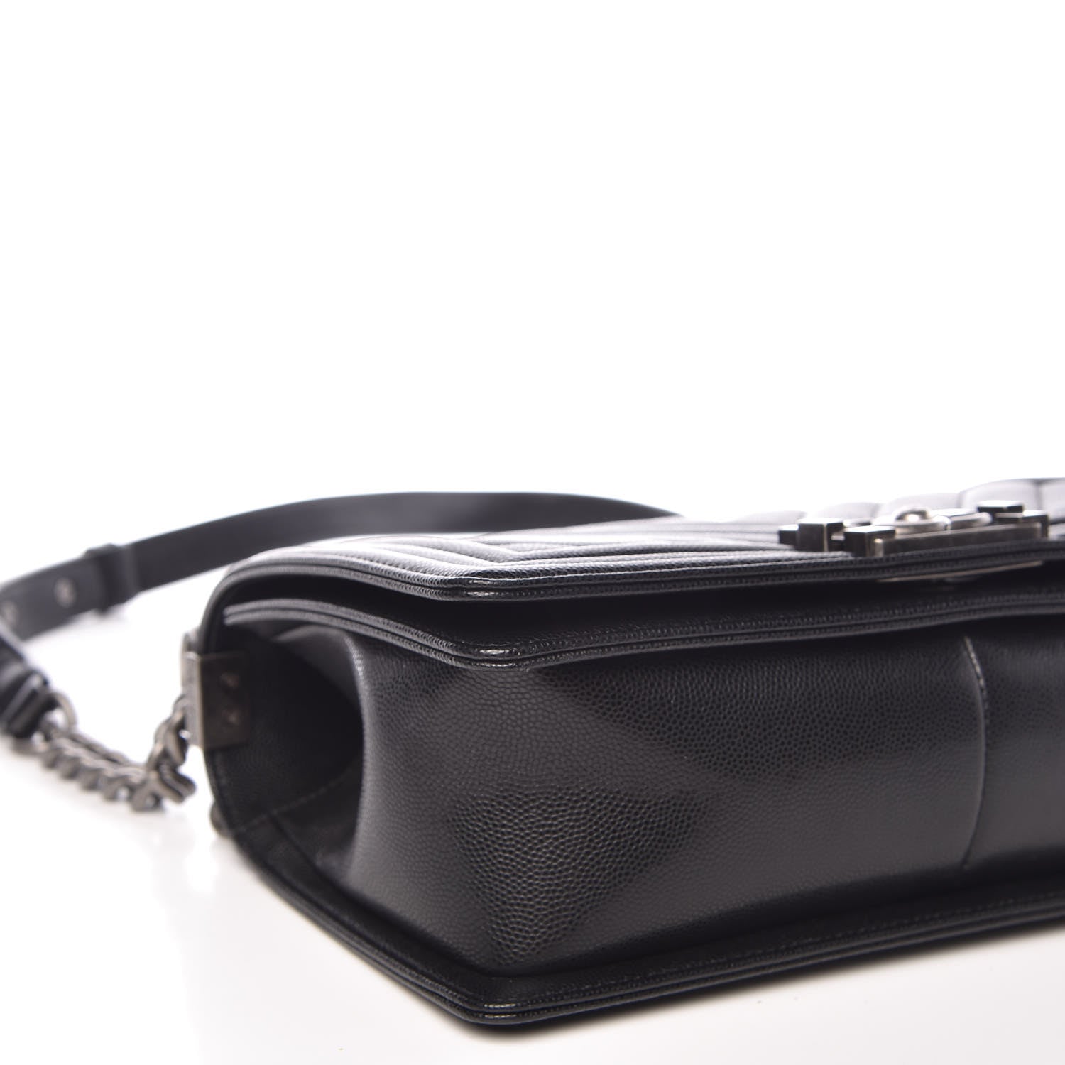 Chanel Caviar Chevron Quilted Medium Boy Flap Black 8 of 9