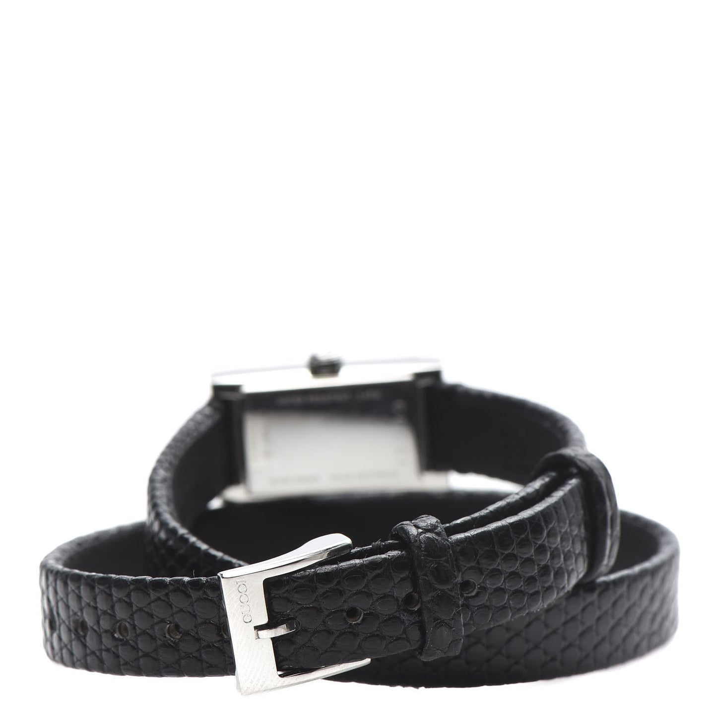 Stainless Steel Lizard 14mm G-Frame Double Wrap Quartz Watch Black