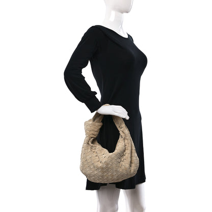 Bottega Veneta Suede Calfskin Intrecciato Teen Jodie Hobo Taupe 2 of 9