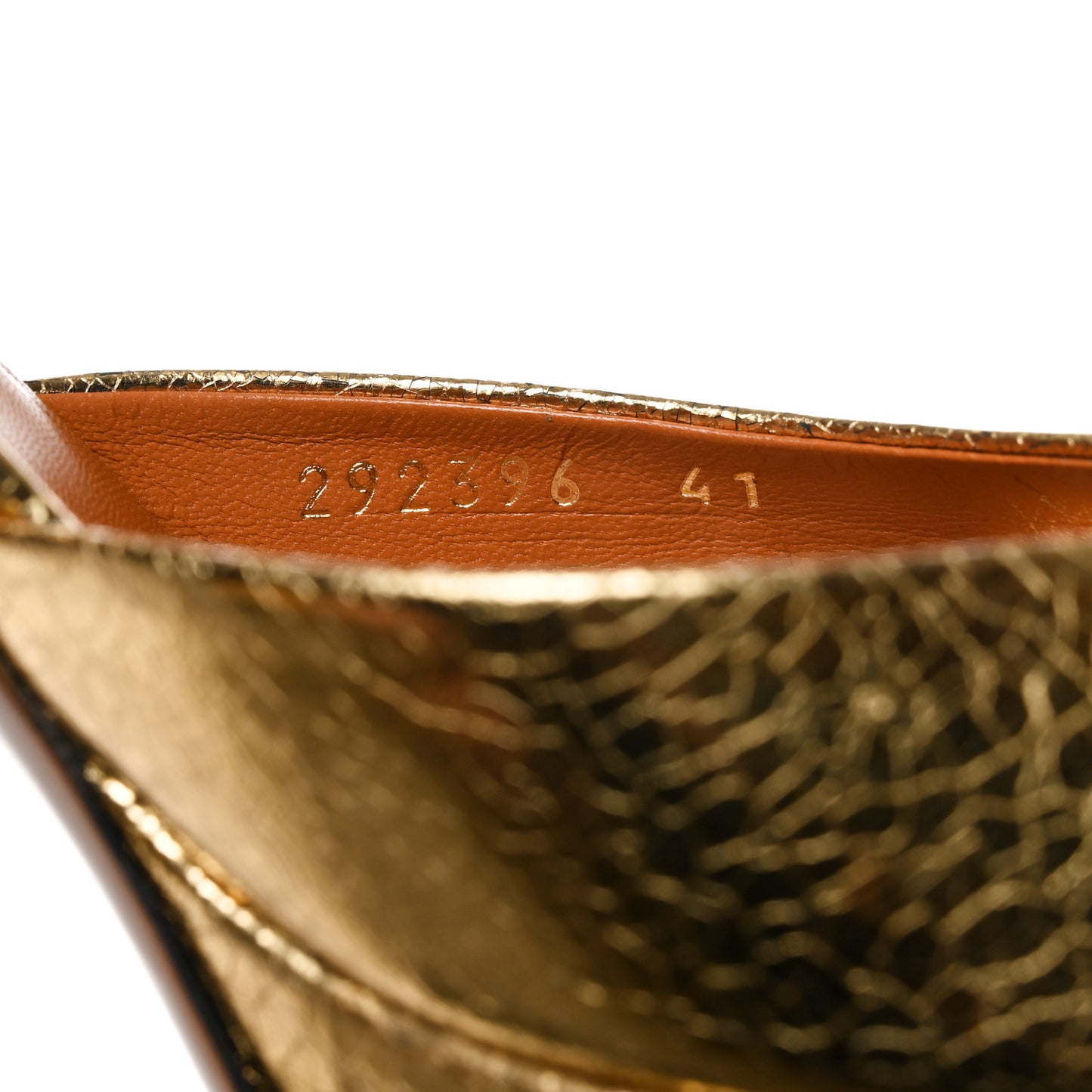 Metallic Calfskin Open Toe Ankle Strap Pumps 41 Gold