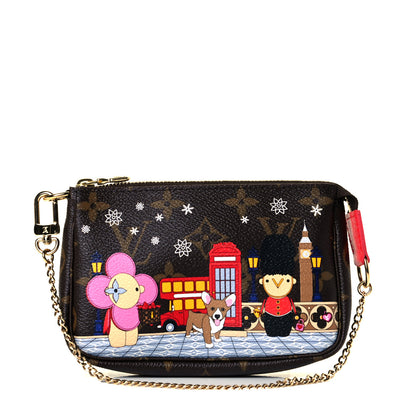 Louis Vuitton Monogram 2021 Christmas Animation London Mini Pochette Accessories Red 1 of 5