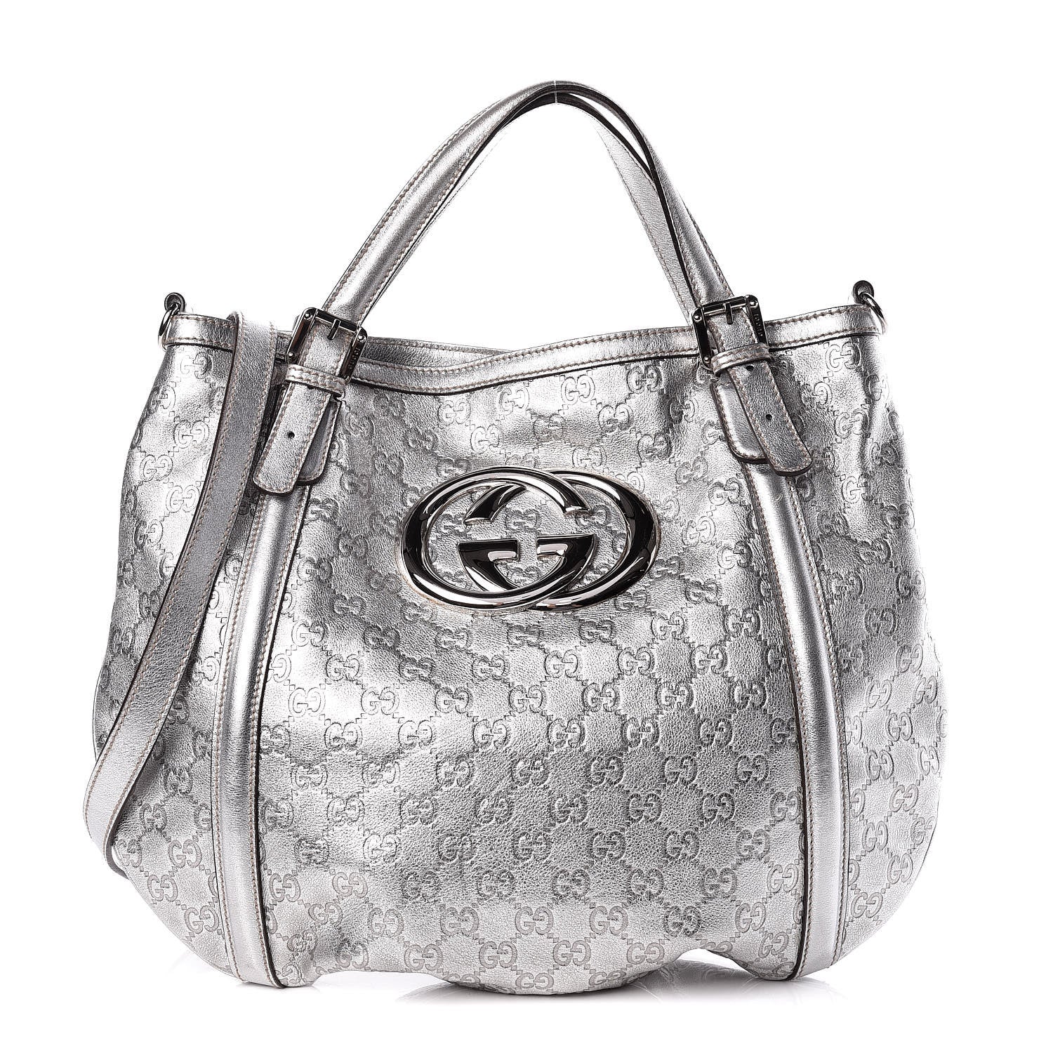 Gucci Metallic Guccissima Medium Britt Tote Silver 1 of 11