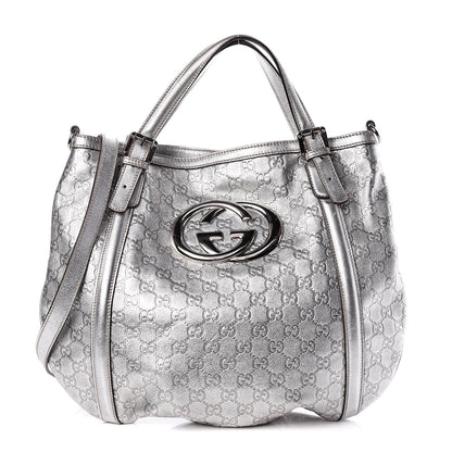 Gucci Metallic Guccissima Medium Britt Tote Silver 1 of 11