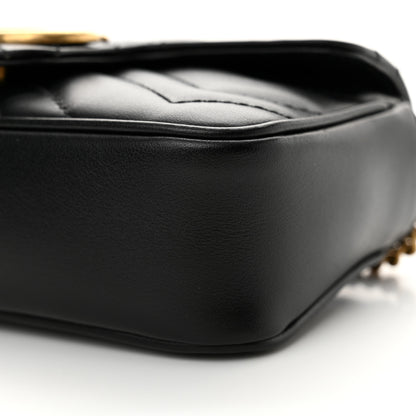 Gucci Calfskin Matelasse Super Mini GG Marmont Shoulder Bag Black 9 of 10