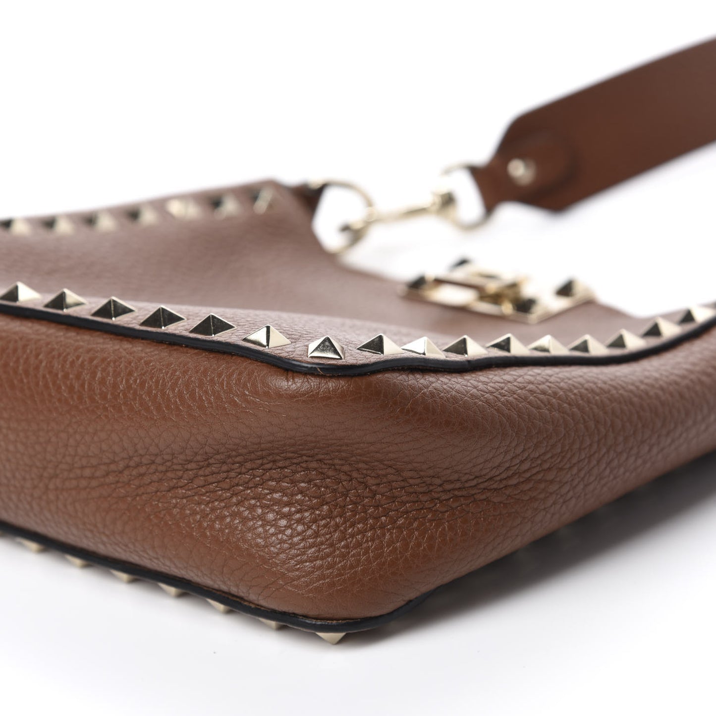 Pebbled Calfskin Mini Rockstud Flip-Lock Messenger Bag Light Cuir