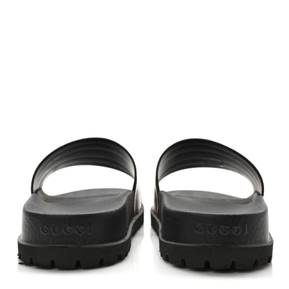 Gucci Rubber Web Mens Lug Sole Slide Sandals 8 Black Green Red 5 of 9