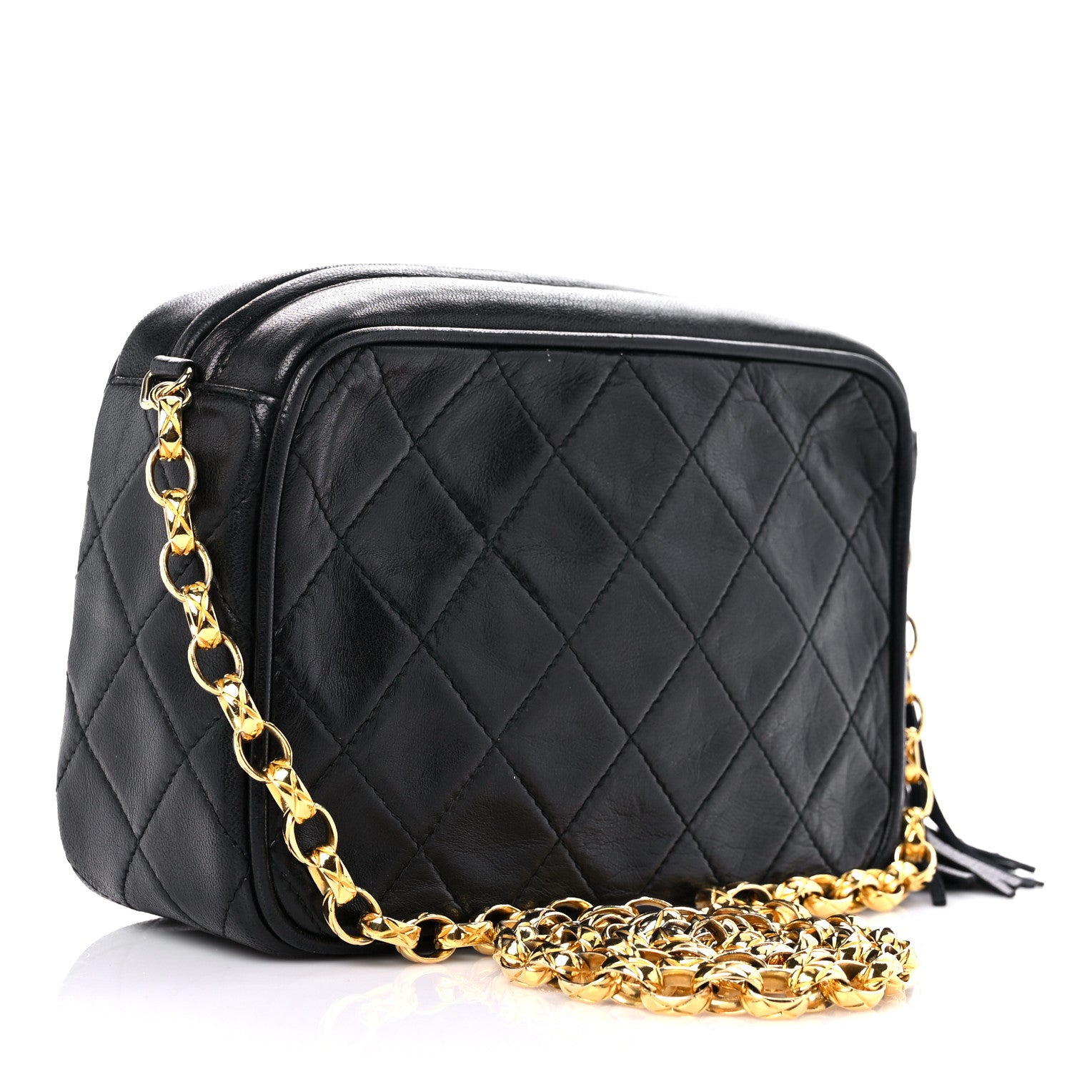Chanel Lambskin Quilted CC Tassel Camera Case Black 3 of 13