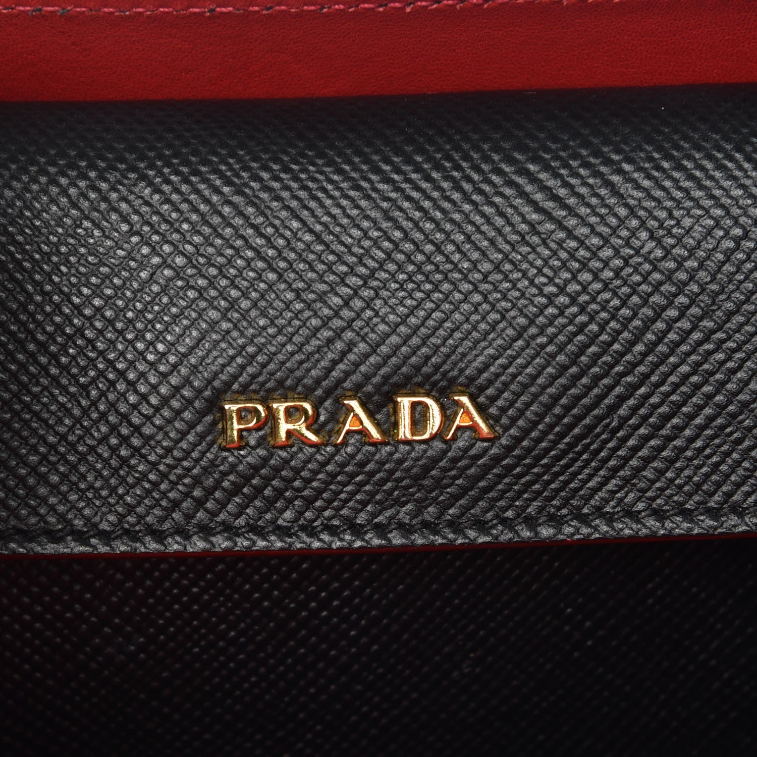 Prada Saffiano Cuir Large Double Bag Nero Black Ciliegia 6 of 7