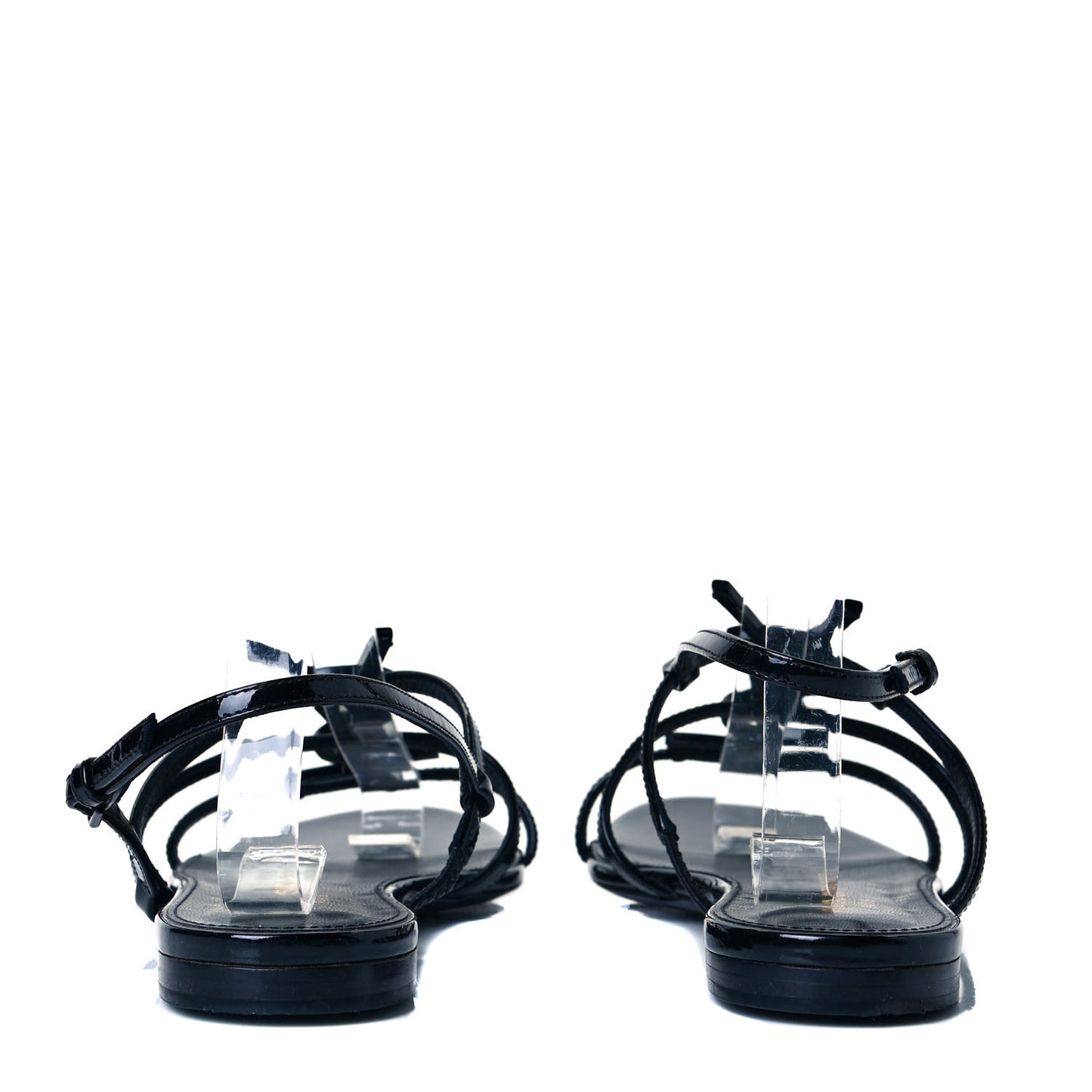 Patent Calfskin Cassandra Monogram Sandals 38.5 Black