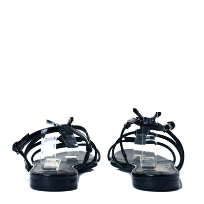 Saint Laurent Patent Calfskin Cassandra Monogram Sandals 38.5 Black 5 of 9
