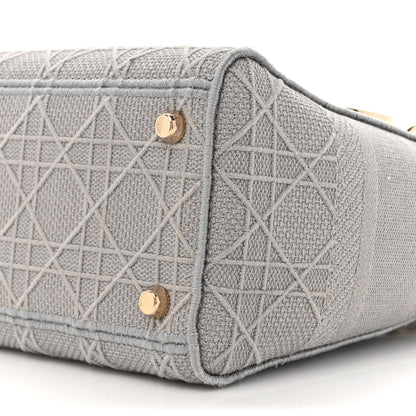 Christian Dior Canvas Embroidered Cannage Medium Lady D-Lite Gray 9 of 10