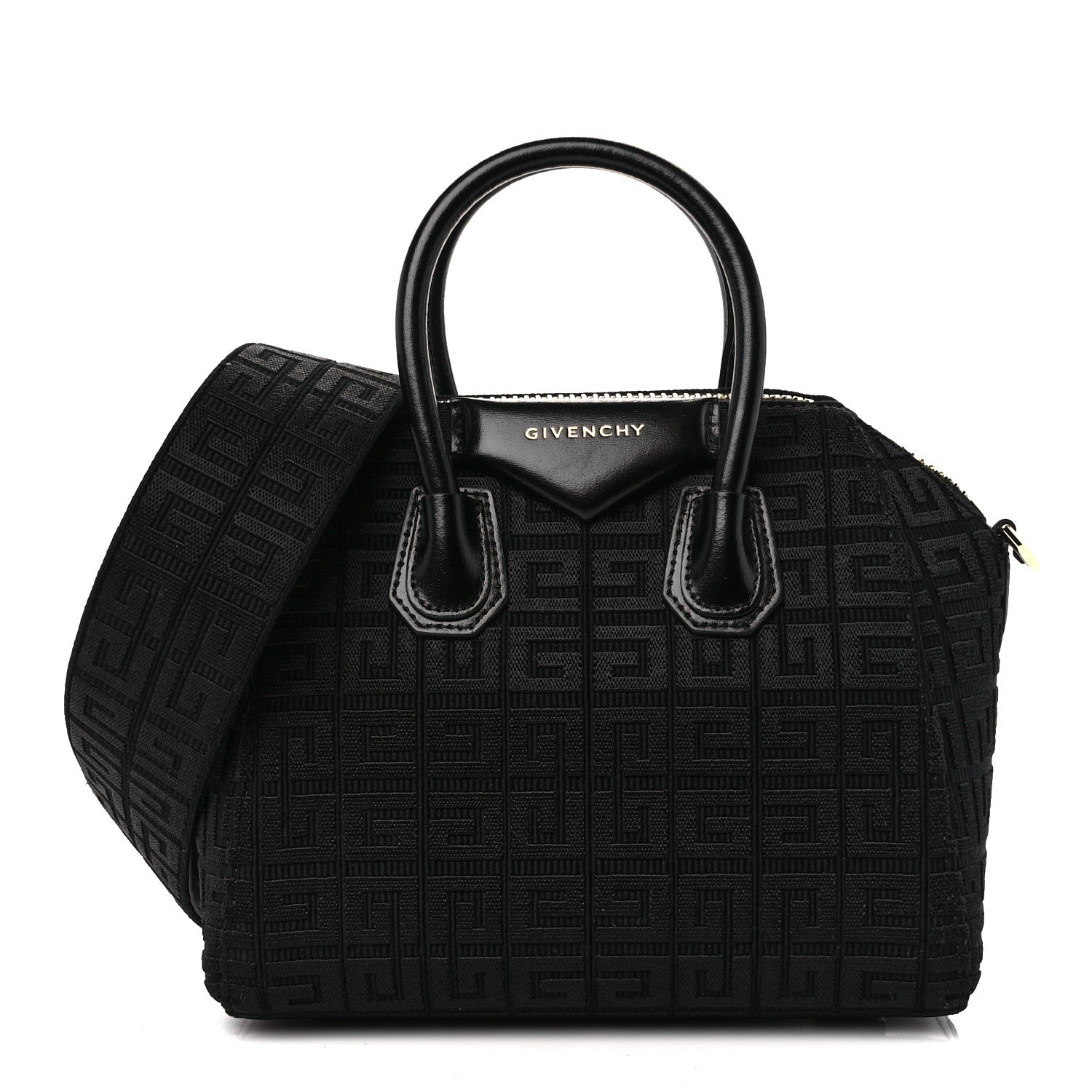 Givenchy Canvas Jacquard Embroidered Calfskin 4G Mini Antigona Black 1 of 11