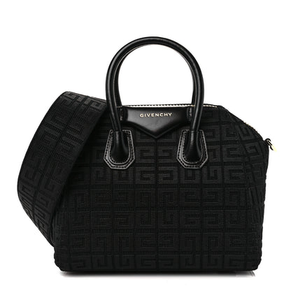 Givenchy Canvas Jacquard Embroidered Calfskin 4G Mini Antigona Black 1 of 11