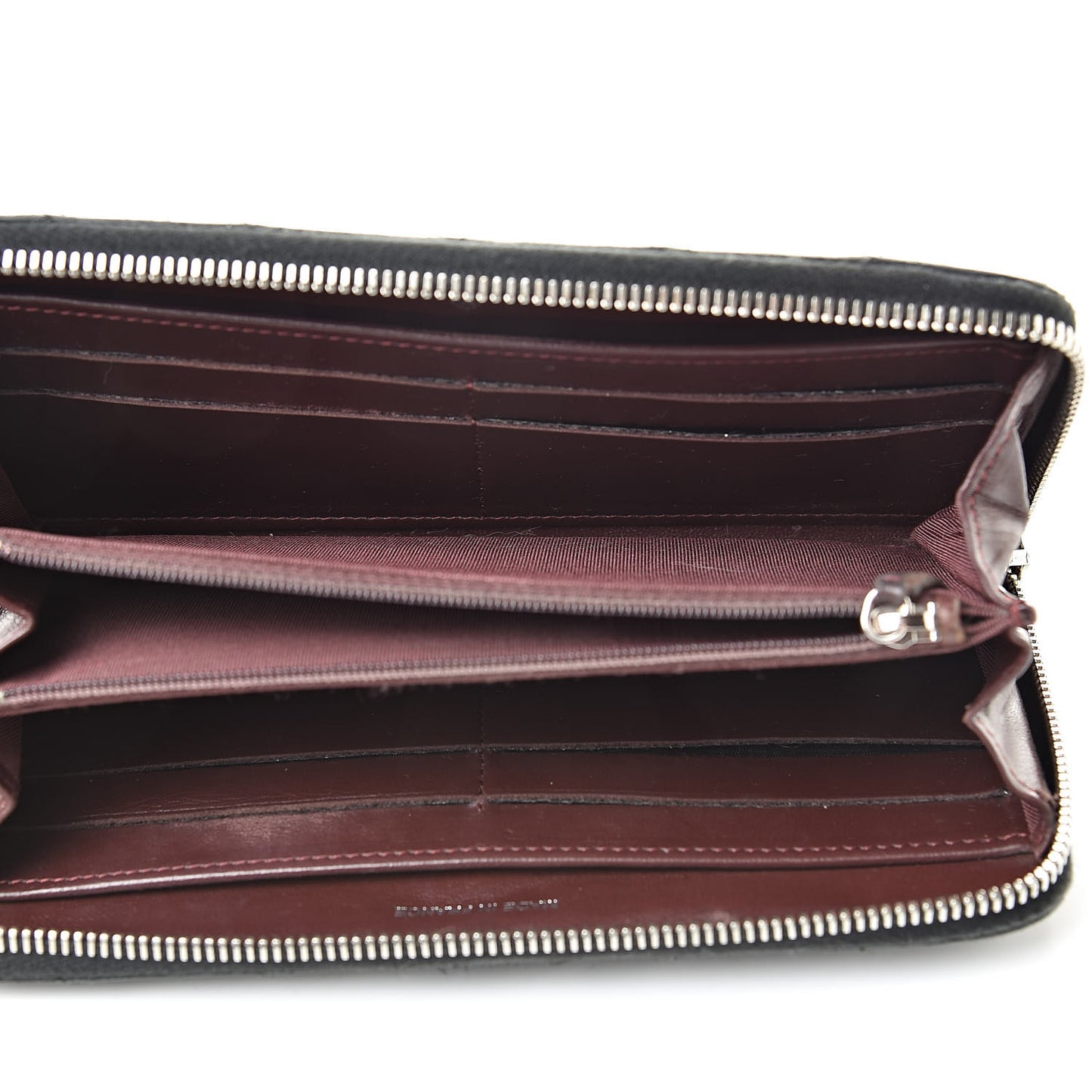 Lambskin Quilted Large Gusset Zip Around Wallet Black