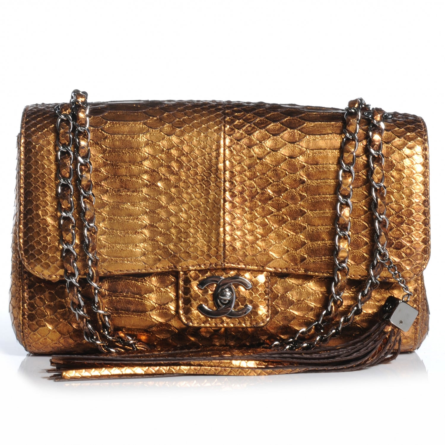 Chanel Python Tassel Medium Flap Bronze 1 of 8