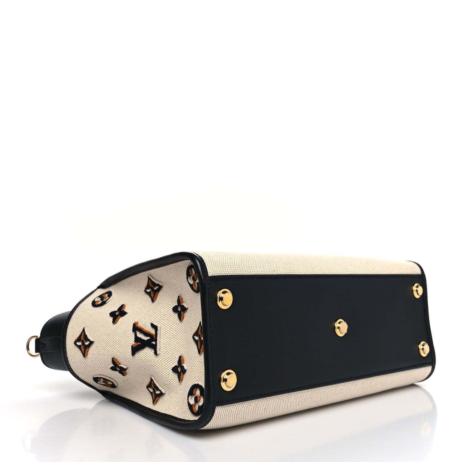Louis Vuitton Canvas Calfskin Monogram On My Side MM Black 4 of 10